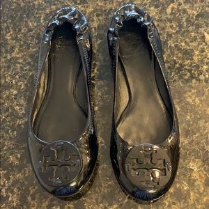 Black Patent Leather Tory Burch Reva Flats